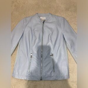 Calvin Klein light blue faux leather jacket